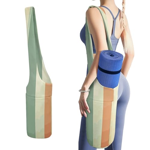 Sac pour tapis de yoga en toile avec poche bouteille eau et rangement affaires humides