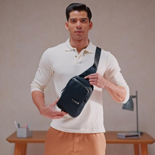 Image of Safari Select Connect Sling Bag with Adjustable Shoulder Strap, Premium Durable Polyester Blend Fabric, For Men and Women, Blue