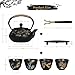 RekRang Longevity Crane Cast Iron Teapot, Japanese Style Tetsubin Tea Kettle with 4 Cups, Removable Infuser and Trivet, Antique Cast Iron Tea Set for Stove, 800ml, 28Ounce