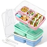 Large Capacity Bento Box for Adults, 4-Piece Set – Stackable Lunch Box with 4 Compartments, Microwave & Dishwasher Safe, Reusable Meal Prep Containers, Snack Containers for Kids & Adults (4 Colors)