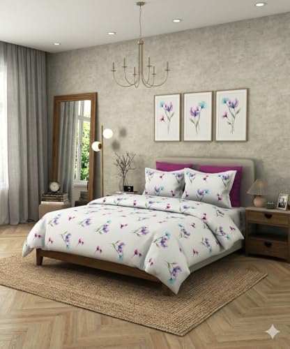 Image of Bombay Dyeing 180TC Vintage 100% Cotton One King Size 274x274Cm Bedsheet with 2 Pillow Cover Size 46x69 Cm (7961PRL)