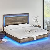 AMERLIFE Full Bed Frame, Farmhouse Floating Bed Frame with...