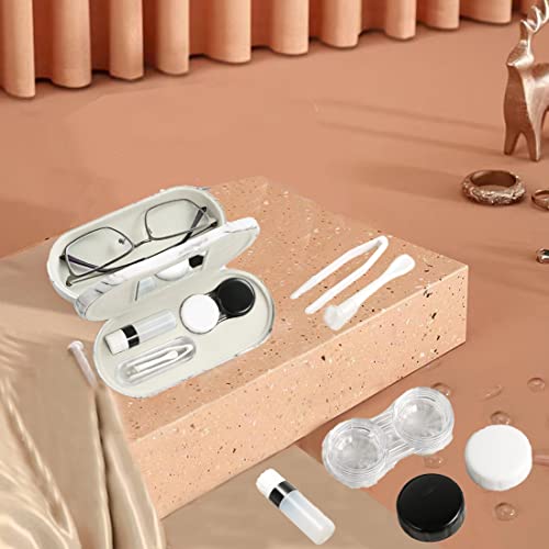 MULOVE Eyeglass and Contact Lens Case, 2 in 1 Portable Glasses with Marbling, Multifunction, Durable, Compact - Image 3
