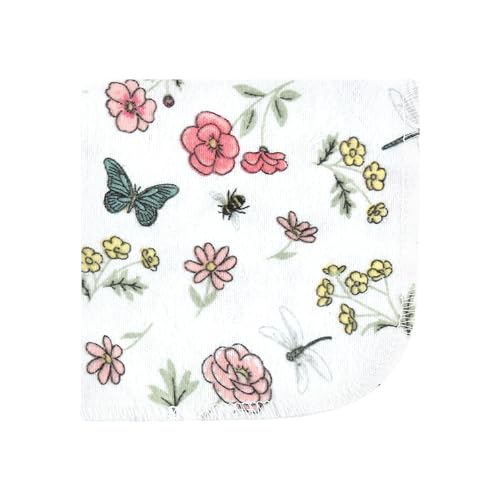 Image of Hudson Baby Unisex Baby Flannel Cotton Poly Washcloths, Hummingbird Garden 12 Pack, One Size