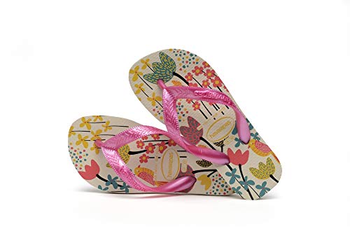 Chinelo Flores, Havaianas, Meninas, Bege Palha/Rosa, 29/30