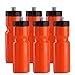 50 Strong Sports Squeeze Water Bottle Team Pack - 6 Bottles - 22 oz. BPA Free Easy Open Push/Pull Cap - Made in USA y Orange Black