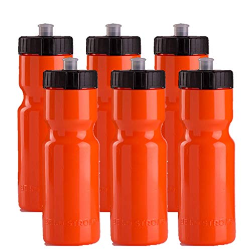 50 Strong 6-Pack of Sports Squeeze Water Bottles - 22 oz. BPA Free Bike & Sport Bottle with Easy Open Push/Pull Cap â€“ Made in USA