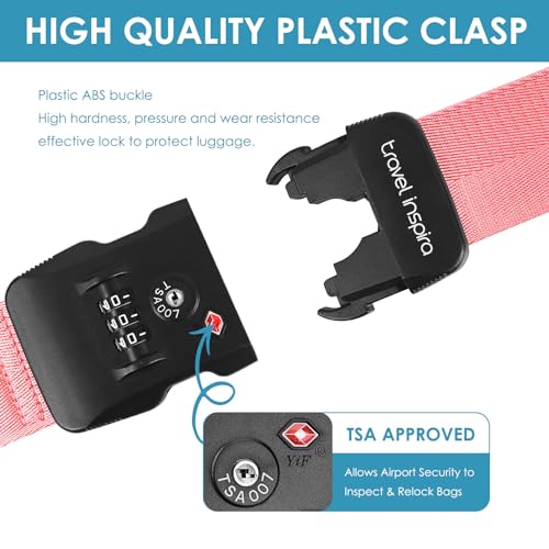 Image of Travel Inspira Luggage Straps for Suitcases with TSA Lock, Protect Your Luggage Anti-Burst, High Visibility Color, Easy to Identify Luggage Adjustable Heavy Duty Belt for 20-28 Inch Suitcases