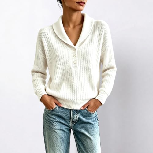 WWPPAION Knit Sweater for Women Cropped Shawl Collar Cable Knit Sweaters - image 2