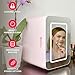 FRIGIDAIRE Mini Personal Fridge Cooler, LED Lighted Mirror, 6.5L Capacity, 9 Cans, 100% Freon-Free & Eco Friendly, for Makeup, Skincare, Portable, Pink
