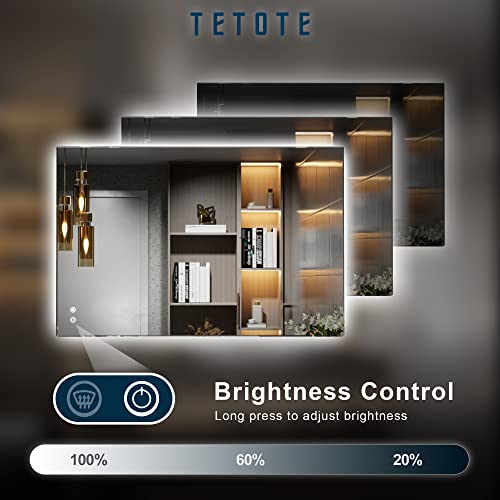 Tetote 24 X 36 Inch Led Mirror Backlit Bathroom,Anti-Fog Mirror With Light,Dimmable,Cri90+,Ip54 Water Proof,Wall Mounted Vanity Lighted Mirror,Horizontal/Vertical #TOP3