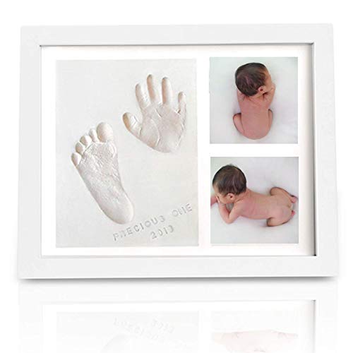 Baby Handprint Footprint Keepsake Kit - Baby Prints Photo Frame for Newborn - Baby Nursery Memory Art Frame Frames - Baby Shower Picture Frames for Baby Registry Niños, Niñas (Marco blanco)