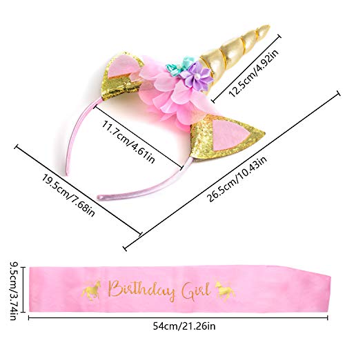 Vordas Eenhoorn haarband & verjaardag sjerp meisjes, eenhoorn party supplies set voor verjaardagen, rollenspellen… - Image 5