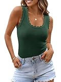 Saodimallsu Womens Ribbed Knit Tank Top Summer Sleeveless Square Neck Casual Basic Slimming Sweater Vest Tops Army Green