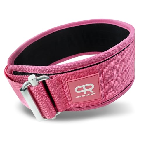 PR Personal Record Quick-Lock Weightlifting Belt – Ergonomic Fit, Durable and Lightweight Construction, Secure Fit and Performance, Power Weight Olympic Lifting, Men and Women (Pink, Medium)