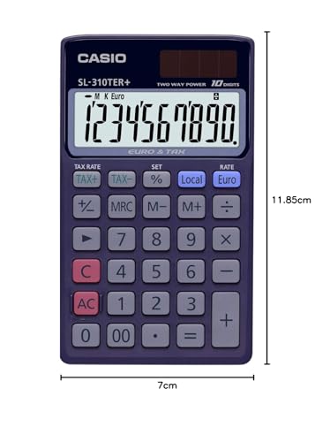Casio Calculatrice de poche SL 310TER+ 10 chiffres solairepile Fonctionnement sur piles Panneau solaire - vue 3
