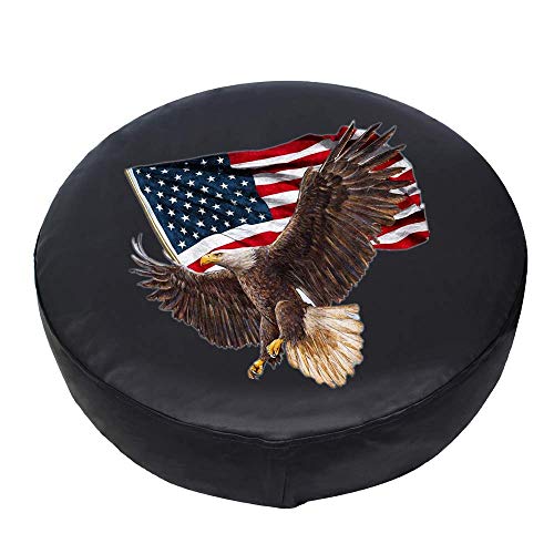 Spare Tire Cover, Wheel Cover with American Eagle USA Flag PVC Leather Waterproof Dust-Proof Universal Fit for Jeep Trailer RV SUV Camper Vehicle (15 Inch) - Image 3