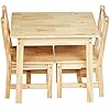 Amazon Basics Kids Solid Wood Table and 2 Chair Set, Natural : Amazon ...