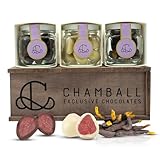 CHAMBALL – Caja de bombones Madera con Fresas Chocolate Blanco & Negro y Naranja Confitada – 280g | Chocolates para Regalar, Caja Bombones Gourmet, Chocolate Regalo San Valentín, Cumpleaños