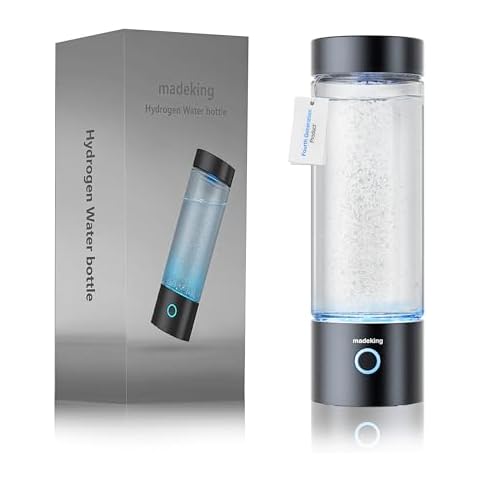 madeking Hydrogen Water Generator Bottle - 400ml Rechargeable Hydrogen Water Ionizer Machine, Portable Hydrogen Rich Water Cup Maker, Hydrogen Water Bottle Glass Good for Travel, Sports, Gift (Black) Cover