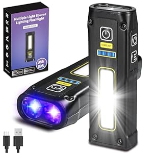 DARKBEAM UV Flashlight 365+395 Blacklight, LED EDC Flashlights high Lumen USB C Rechargeable Woods Lamp, Mini Magnetic COB Red Light – Emergency Power – Urine, Scorpion Detector, Cure Resin