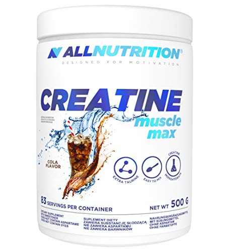 ALLNUTRITION Muscle Max Bodybuilding Hoher Gehalt an Kreatin-Monohydrat mit Taurin Stärke Energieschub Bessere Leistung Effizienteres Training 500 g Cola Cover