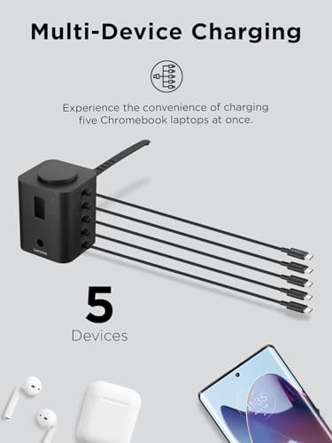 Image of Lenovo Smart Charger, Designed for Chromebooks, Charge 5 laptops at Once and Monitor Their Battery Levels, Integrated 30cm USB-C Cables