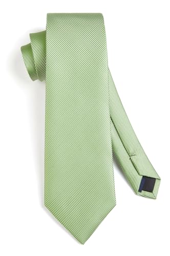 Image of HISDERN Mens Striped Ties Classic Silk Woven Tie and Pocket Square Set Formal Business Necktie Handkerchief for Wedding