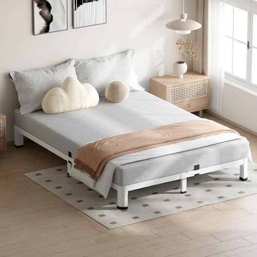 VIPSHOW 4 Inch White King Size Bed Frame, 3500Lbs Heavy Duty Metal Platform with Round Corner Legs Mattress Slide Stopper, Steel Slat Support No Box Spring Needed, Noise Free, Non-Slip, Easy Assembly by VIPSHOW - Used condition - Image 7
