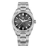 watchdives WD0003G Reloj de pulsera para hombre con diseño original de piedra natural, VH31, reloj de cuarzo de 36 mm, cristal de zafiro, 100 m, resistente al agua, Guilloche negro