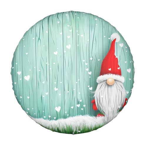Image of Cute Gnome Snowflakes Spare Tire Cover for Rv Trailer Camper- Cute Xmas Winter Waterproof Wheel Protectors Cover Universal Fit for Truck SUV Travel New Year Outdoor-14 inch