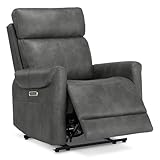 KISLOT Leather Recliner Chair for Adults Wall Hugger RV Recliner with USB Charging Ports Electric Power Reclining Sofa for Living Room Home Theater Seating Bedroom