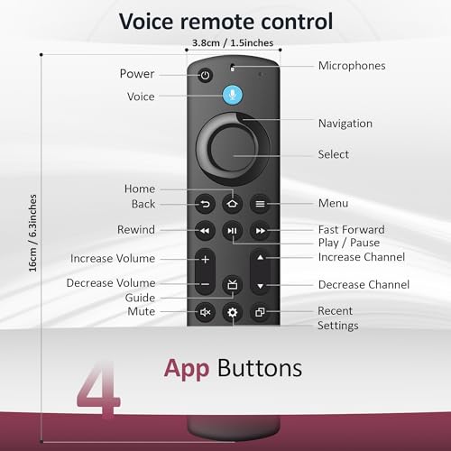 Image of Voice FireStick Remote Fit for All Firesmart TV Cube /Stick(2nd /3rd Gen), Compatible with 4K Max /4K (1st /2nd Gen), Stick (2nd /3rd Gen) /Stick Lite /HD, Omni Mini-LED Series, TCL Smart TV