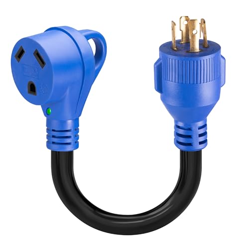 FROSTYRIDER 4 Prong 30 Amp RV Generator Adapter Cord with LED Power Indicator, NEMA L14-30P Twist...
