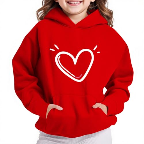 DDAPJ pyju Unisex Kids Love Hoodies Heart Print Long Sleeve Hooded Pullover Fleece Sweatshirts for Boys Girls 4-14Years2