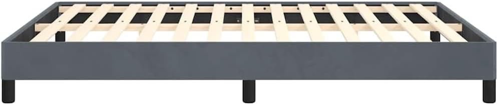Dark Grey Velvet Bed Frame Full Size Platform Bed Frame with Sturdy Slatted Foundation Durable Heavy-Duty Mattress Support No-Box-Spring-Needed Modern Minimalist Bedroom Furniture