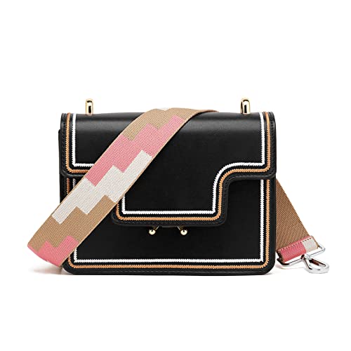 Image of Silvery Buckles Wide Shoulder Strap Adjustable Replacement Belt Crossbody Canvas Bag Handbag