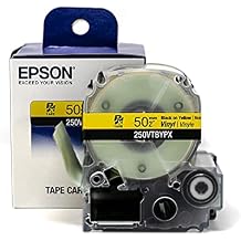 Epson LABELWORKS 250VTBYPX Genuine Vinyl Tape - Black on Yellow Flexible and Durable Vinyl Industrial Label Maker Tape - 2" 50MM Wide, 22.9 ft