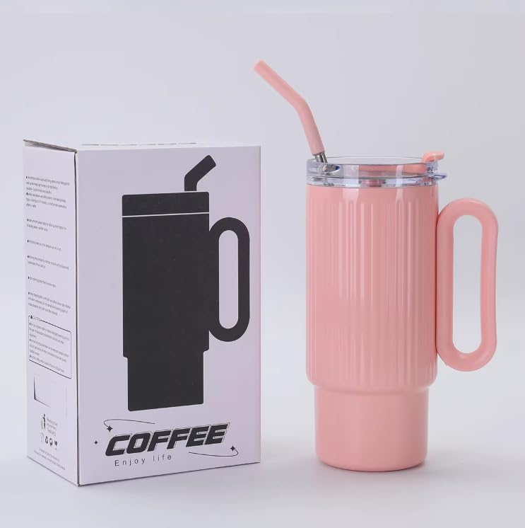 Image of HomeCloud Insulated Coffee Tumbler with Lid - Double Wall Travel Mug for Hot & Cold Drinks, Leak-Proof, Durable, Portable, Stylish Stainless Steel Design (Pink)