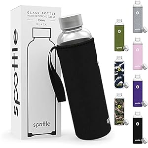 spottle® Glazen fles met neopreen hoes in 750 ml, zwart