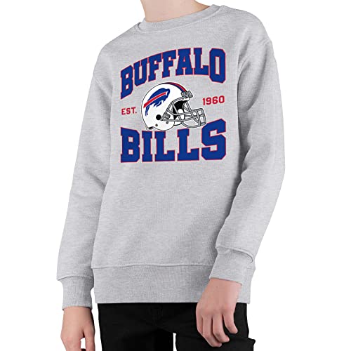 Junk Food Clothing x NFL - Buffalo Bills - Team Helmet - Kids Crewneck Fleece Sweatshirt for Boys and Girls - Size Small