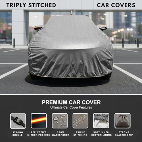 Image of Car Cover for Maruti Suzuki Jimny (2023-2026) | 100% Waterproof Cover with Reflective Mirror Pockets | Dustproof, Scratchproof, Heatproof Jimny Car Cover |Soft Cotton Lining| Grey