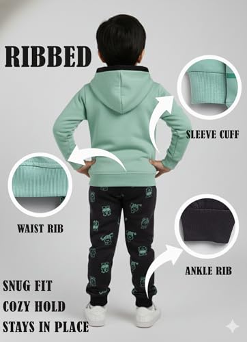 Image of Pure Cotton Full Sleeves Winter Hoodie Sweatshirt and Full Pant Set For Boys Kids