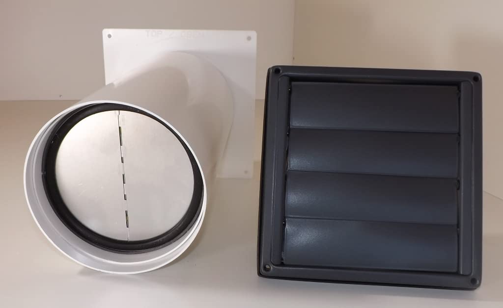 VentilationNord Edelstahl Mauerkasten mit selbstschließenden Lamellen, Lüftungsgitter in grau mit Insektenschutz