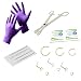 14-Piece Nose Piercing Kit - 6 Nose Piercing Jewelry, Gloves, Needles + More (Gold IP)