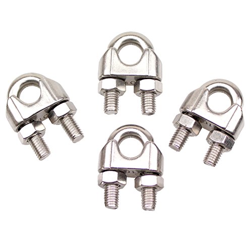 Dywishkey Pack Of 4, 3/8 Inch M10 Stainless Steel Wire Rope Cable Clip Clamp #TOP4