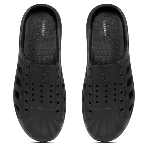 CASSIEY Women's and Men's Slip On Clogs Sandal Black- 4 UK