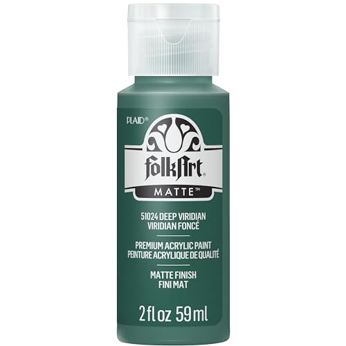Image of FolkArt Acrylic Craft Paint, Deep Viridian 2 fl oz Premium Matte Finish Paint, Perfect For Easy To Apply DIY Arts And Crafts, 51024