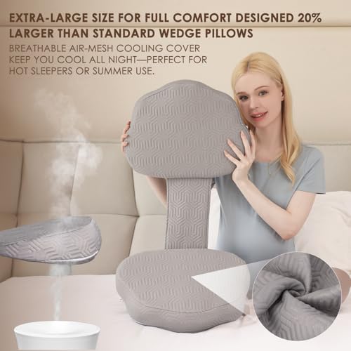 Image of Chilling Home Pregnancy Pillow - Upgraded Memory Foam Maternity Pillow for Pregnant Women - Wedge Pillows for Sleeping - Support for Back, Belly, Waist - Removable Cooling Cover