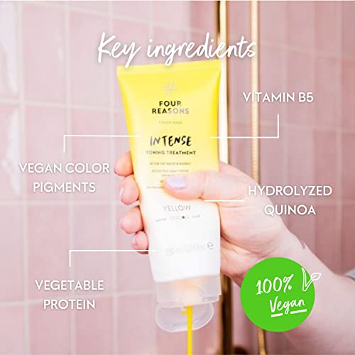 Image of FOUR REASONS Color Mask INTENSE Yellow (27 Colors) - Color Depositing Conditioner - Semi Permanent Yellow Hair Dye for Lightened and Colored Hair- 100% Vegan, 6.76 fl oz